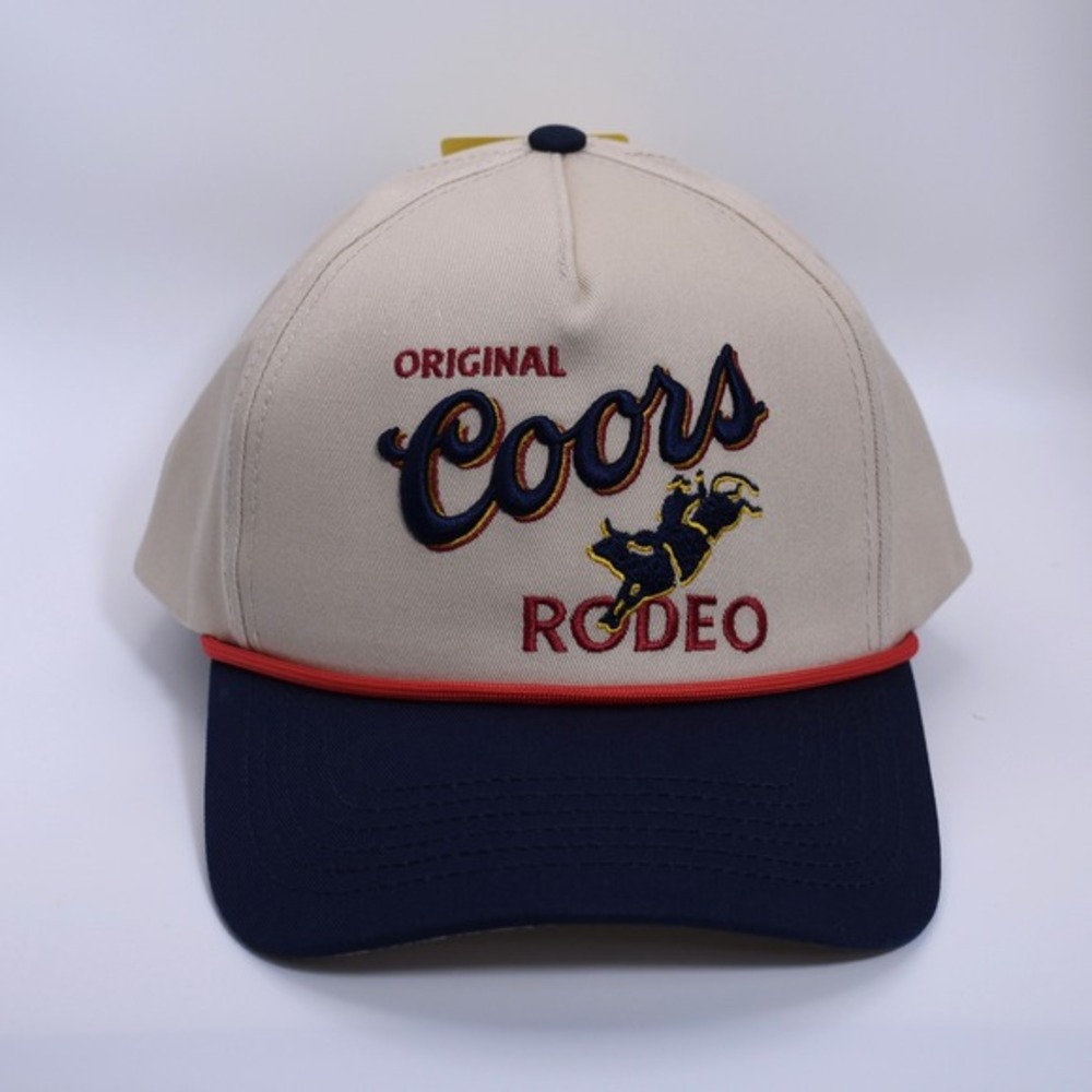 Coors Beer Rodeo Logo‎ Vintage Mens Snapback Cap Hat Bull Cowboy Blue Khaki NWT